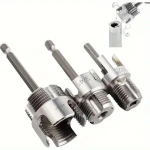 3-Piece Heavy-Duty Alloy Pipe Threading Tool Set, Hand Tools - 1/2", 3/4", 1" Internal/External Threads, Electric Drill Compatible PVC/Plastic Pipe Threading Tool, Suitable for DIY and Professional Plumbing Installations