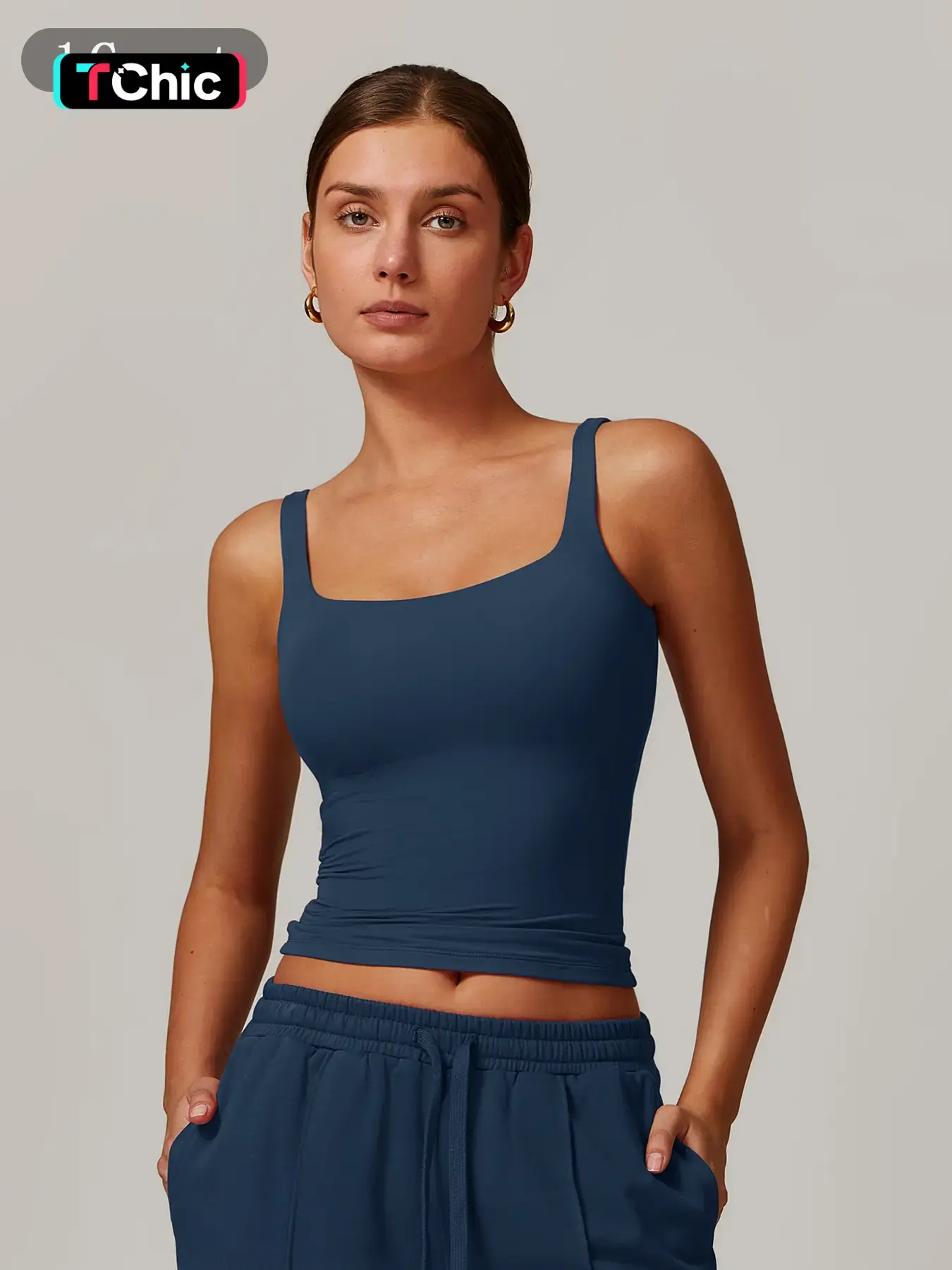 Women's Solid Color Sports Singlet with Built-In Bra Cups, High Stretch Breathable Quick Drying Sports Bra for Yoga Gym Workout Fitness, Stretchy Activewear