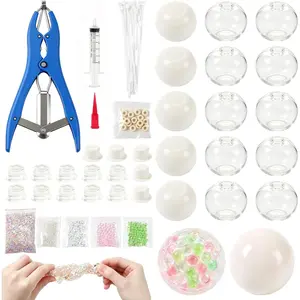DIY Stress Ball Making Kit, 15 TPR Skins & 3.2oz Fillers, Complete Squishy Making Kit with Expander & Vacuum Tool, ASMR Anxiety Relief Toys, Bead Squishy for Sensory Relaxation