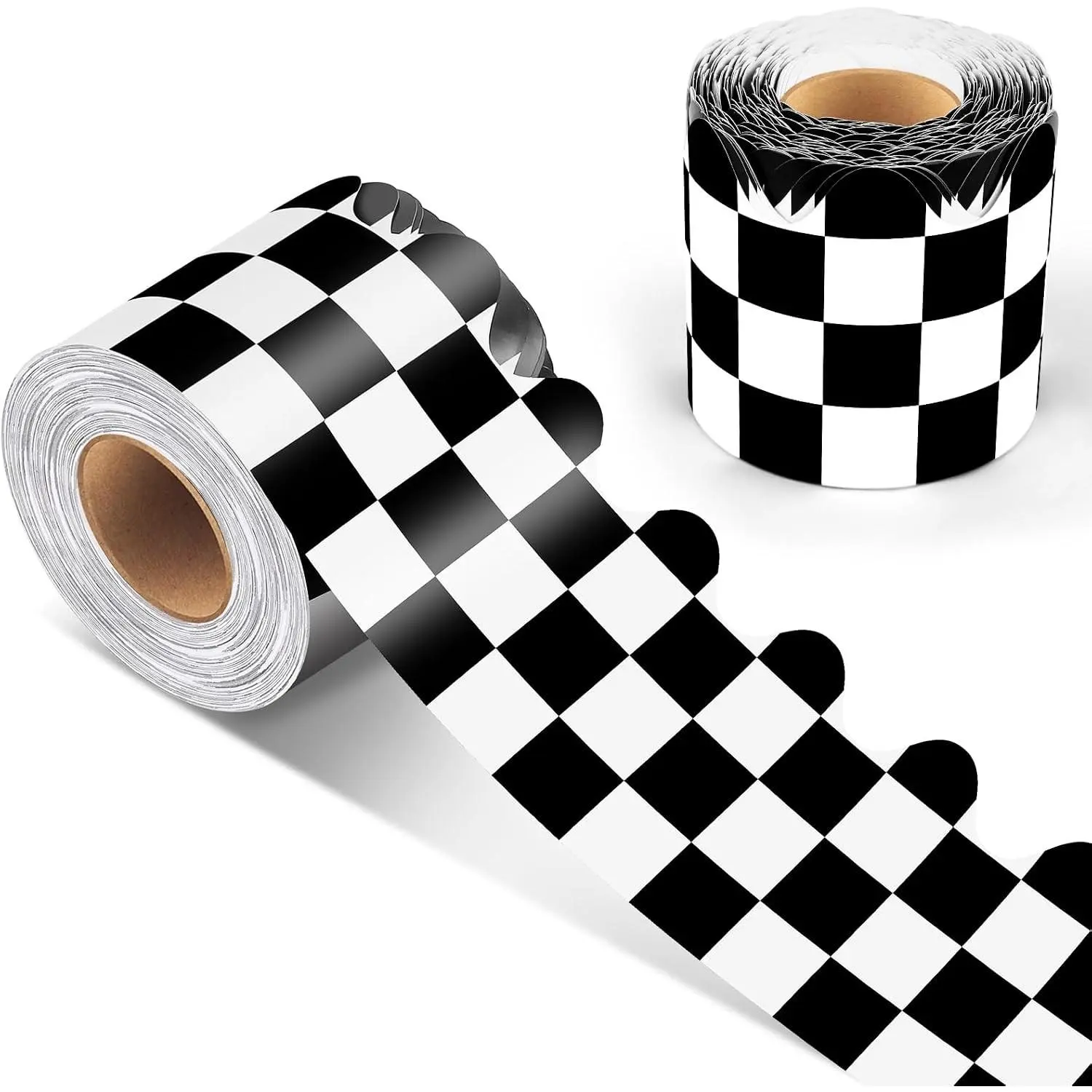 65FT Checkered Bulletin Board Borders Trim for School, Classroom, Offices 200g Copperplate Paper, Not Easy to Tear, Diy Cut Trim Border for Rolling Whiteboard, Cork and Posterboard, Party