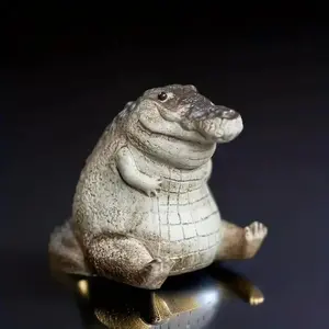 Mini Crocodile Statue Decoration Craft, Cute Tea Pet, Animal Design Miniature Landscape Ornament, Desktop Ornament For Home Decor, Decorative Sculptures