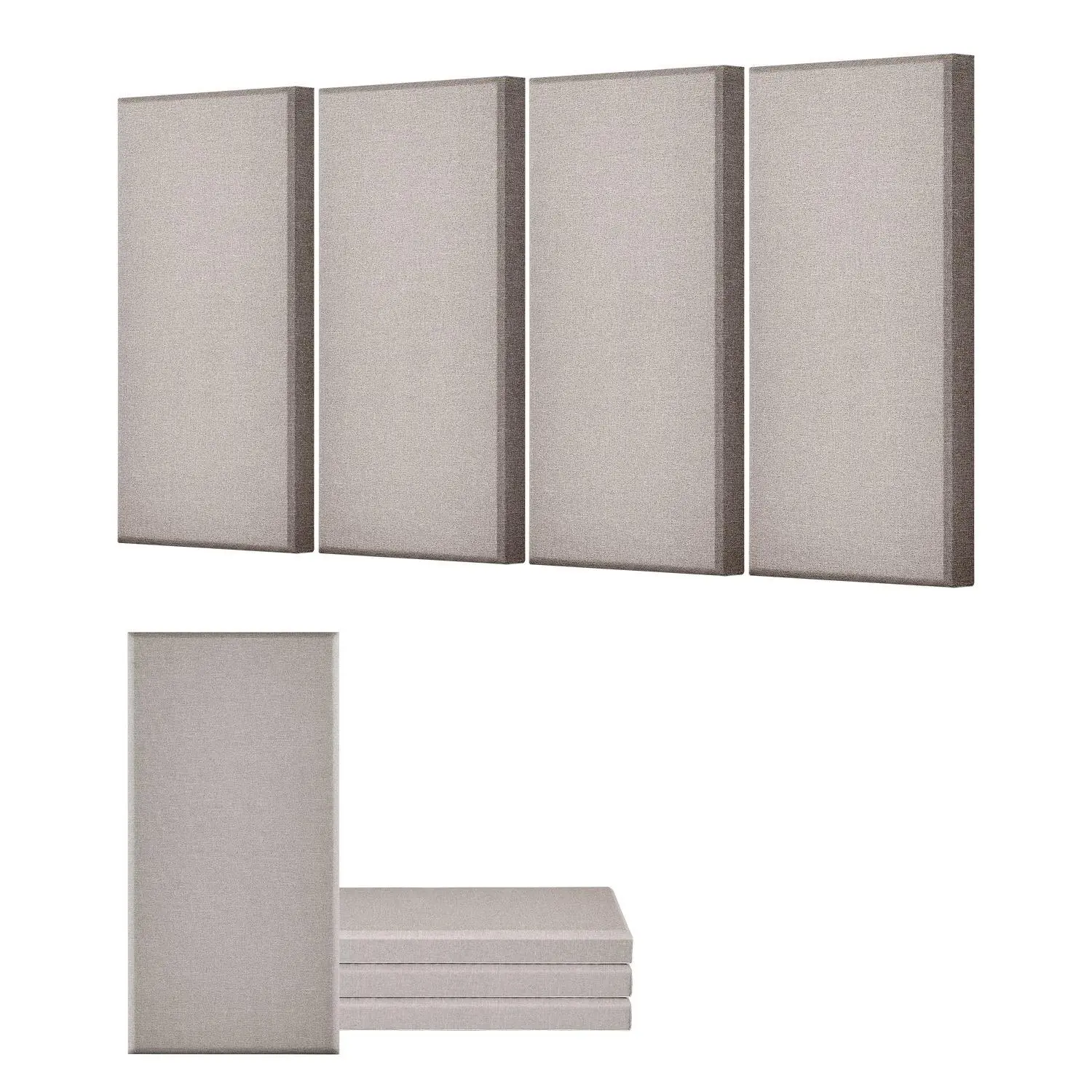 VEVOR 4 PCS Acoustic Panels, 2 inch Thick 23.6x 11.8 inch Fiberglass Sound Absorbing Panels, Self-adhesive Soundproof Wall Boards, for Studios, Office, Home Theater, Meeting Room, Camel