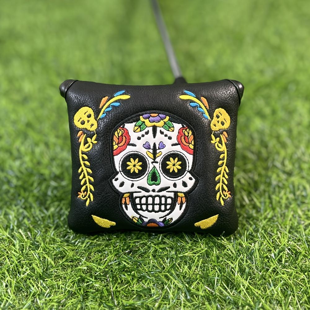 Skull Pattern Magnetic Golf Putter Headcover, 1 Count Durable Faux Leather Golf Putter Headcover, Golf Accessories for Men Golfers, Halloween, Golf Gift, Golf Gift Accessory