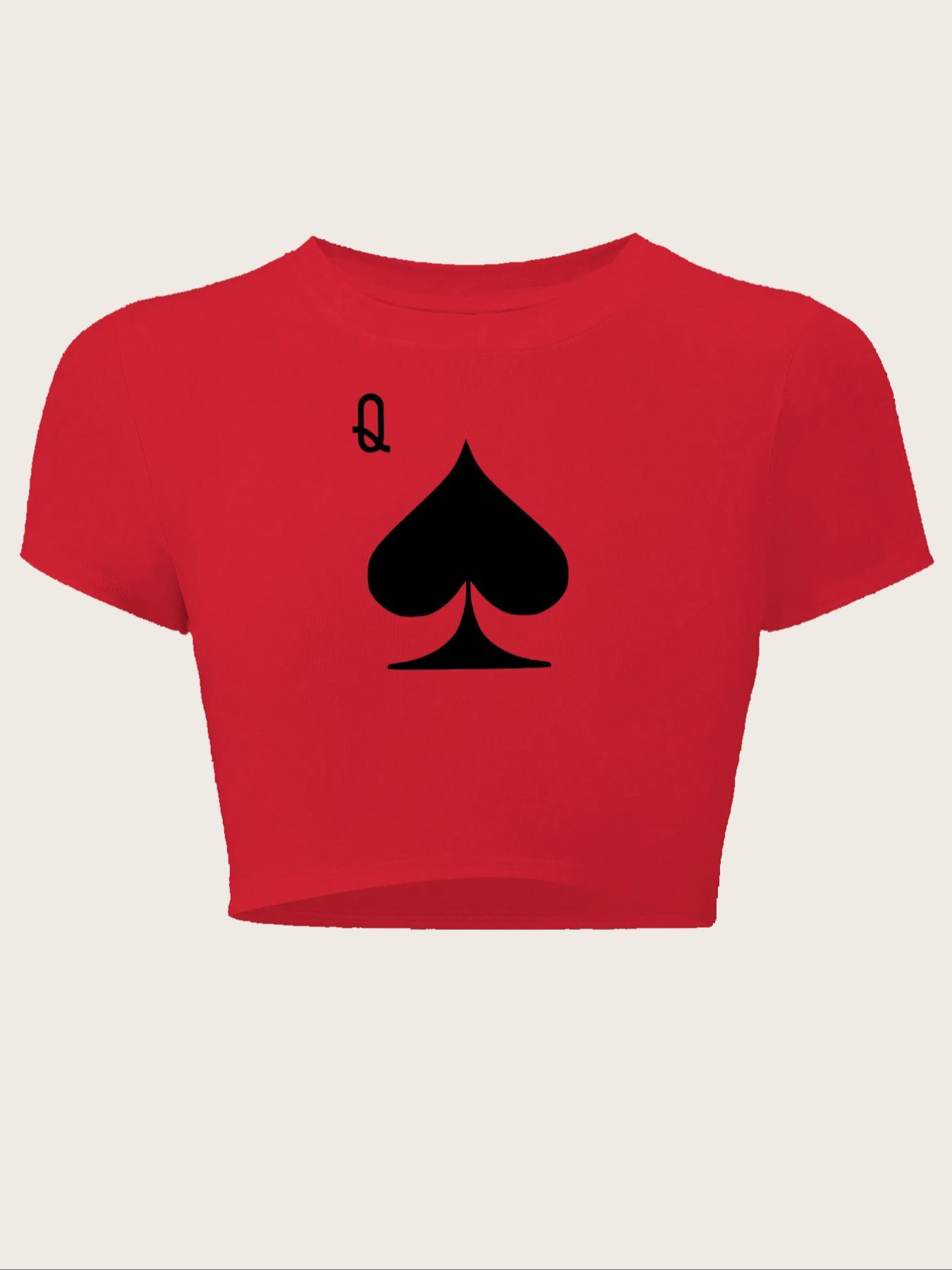 Women's Round Neck Crop Tee Top, Fashion Casual Streetwear Short Sleeve Graphic T-shirt for Everyday Holiday Vacation Outdoor Wear, Ladies Clothes for Summer, Clothing