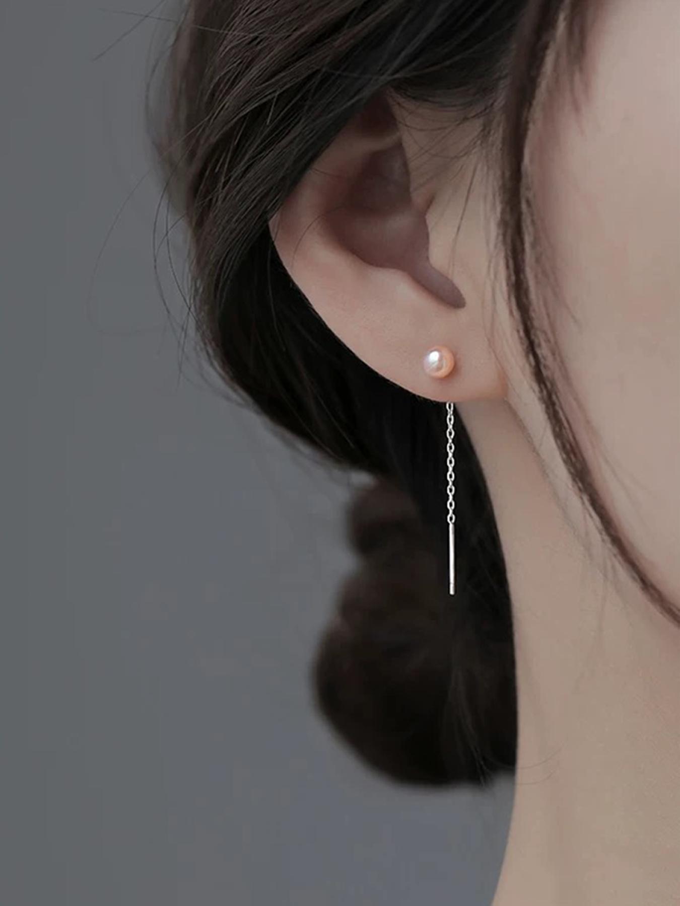 Elegant S925 Silver Pearl Teardrop Unique Design Earrings for Women, Long Dangle Baroque Freshwater Pearls, Hypoallergenic Valentine's Day Gift