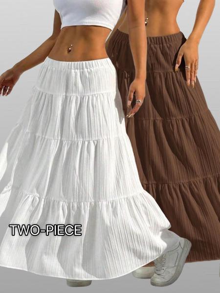 Women'S Casual White Pleated Maxi Skirt with Tie Waist - Loose, Flowy Design for Spring and Summer, Spring Casual Wear | Pleated Skirt | Wide Leg Skirt Women'S Casual White Pleated Maxi Skirt with Tie Waist - Loose, Flowy Design for Spring and Summer, Spring Casual Wear | Pleated Skirt | Wide Leg Skirt