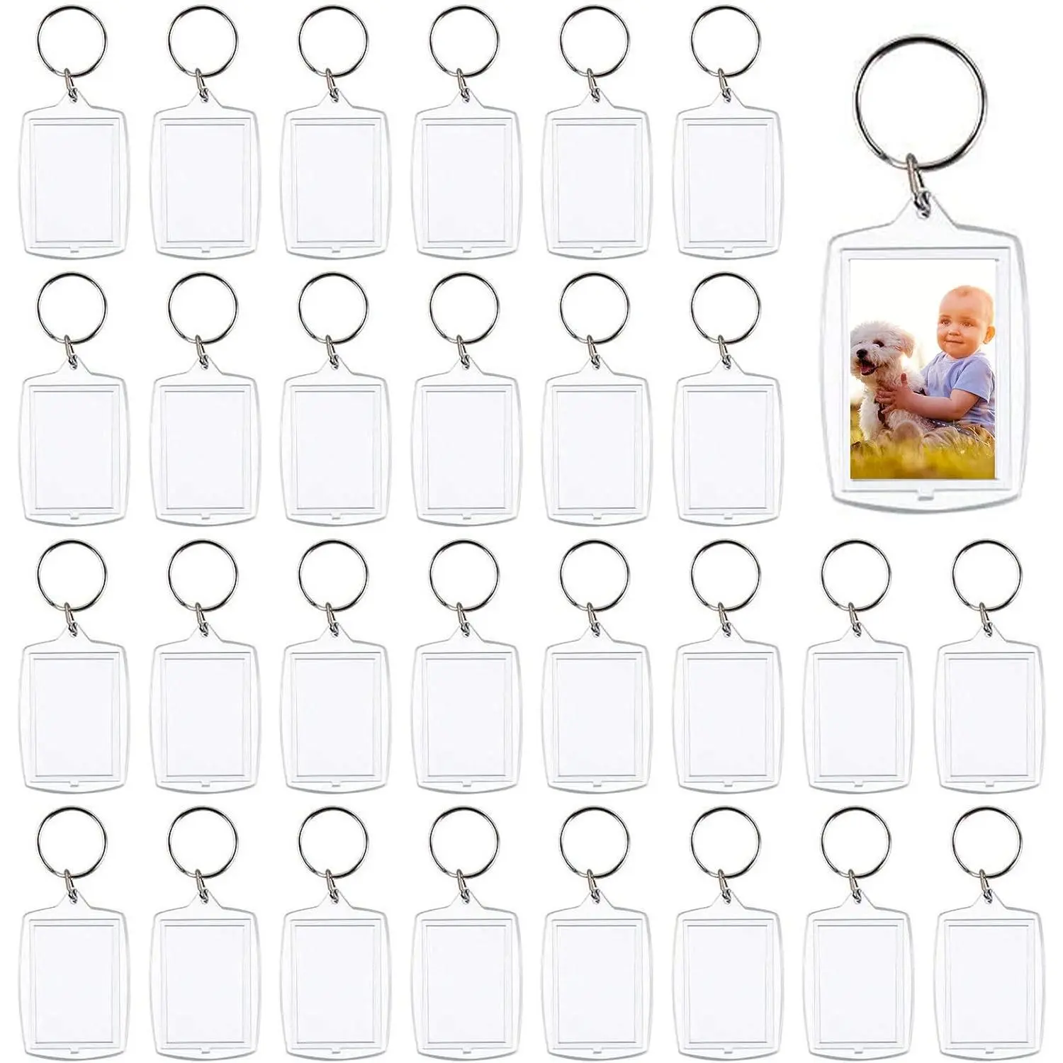 30 PCS Photo Insert Keychains, Acrylic Clear Blank Keyrings Picture Frame Keyring with Split Ring for Personalised Custom and Passport Photo Size, 1.57 Inch by 2.36 InchGift.