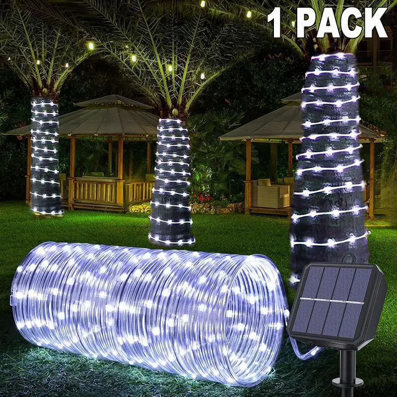 New Solar Energy Tube Light, 72ft 200led String Lights, Waterproof Outdoor Decorative Lighting, Atmosphere Light, Flexible Transparent Tubes, Garden Patio Pool Tree Decoration, black friday