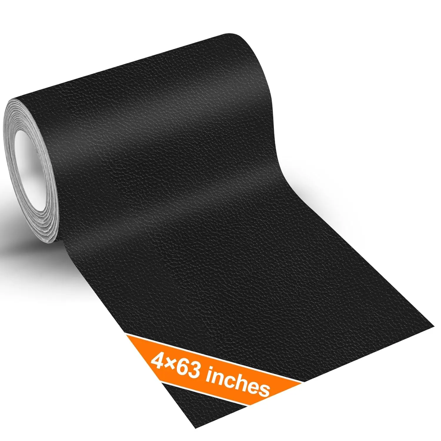 Leather Repair Patch Tape, Self Adhesive Vinyl Kit for Furniture 4x63in |  Black Faux Leather Repair Patches,  for  Seat, Couch, Upholstery, Chair, Sofa, Boat, Easy Peel‑and‑Stick