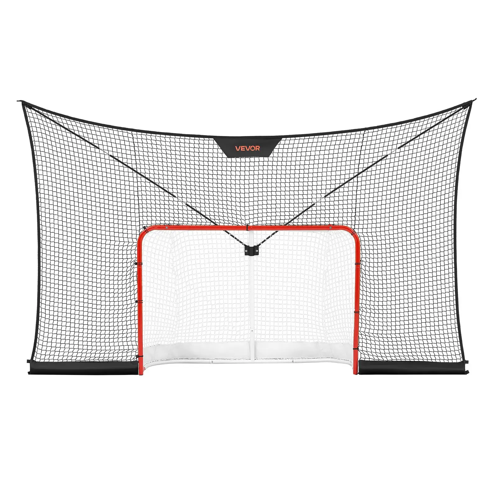 VEVOR Hockey Goal Goal and Backstop Net Set, 12x7 ft Durable Hockey Net with Extended Coverage, Lightweight Portable Complete Training Accessory Set, Easy Assembly, for Youth and Adults