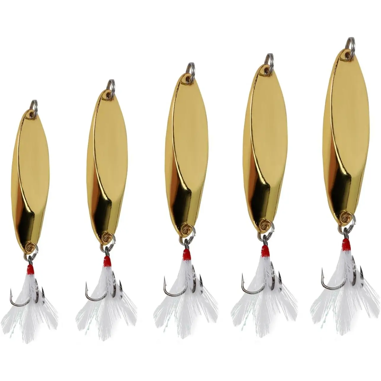 Fishing Spoons, Saltwater Fishing Lures with 5 Weights, Multi-Size, Mirror Finish for Full-Water Search, Five Weights