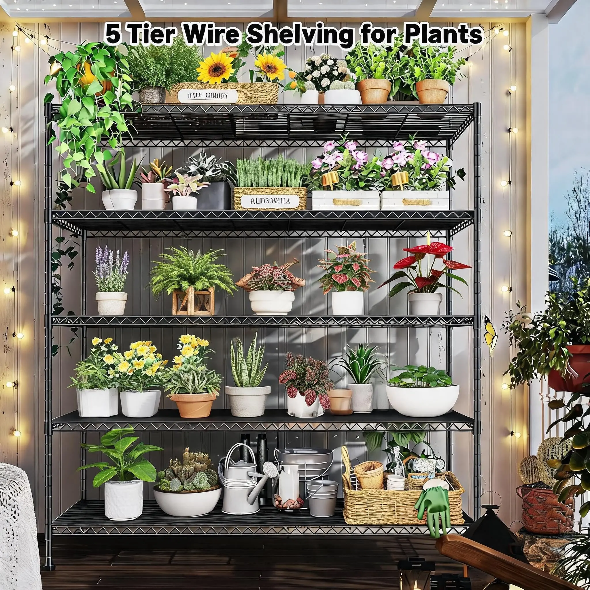 4/5-Tier Storage Shelves – Heavy Duty Adjustable Wire Shelving Unit, 800/1000 lbs Capacity Metal Rack with Rust-Resistant Coating Freestanding Organizer for Garage, Kitchen, or Warehouse