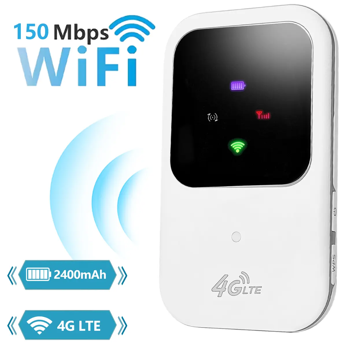 Pocket WiFi Router, 4G LTE Mobile Hotspot, SIM Card Required,Multi-Device Connection, Lightweight Device for Camping Vacation Road Trip in Europe