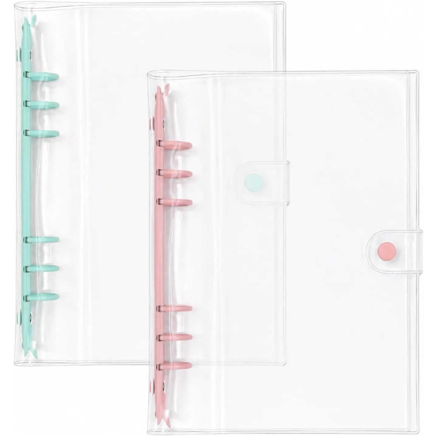 3 Pack PVC A6 Binder Transparent 6 Ring Binder Clear Soft PVC Notebook Cover Budget Planner Folder Cover with Snap Button