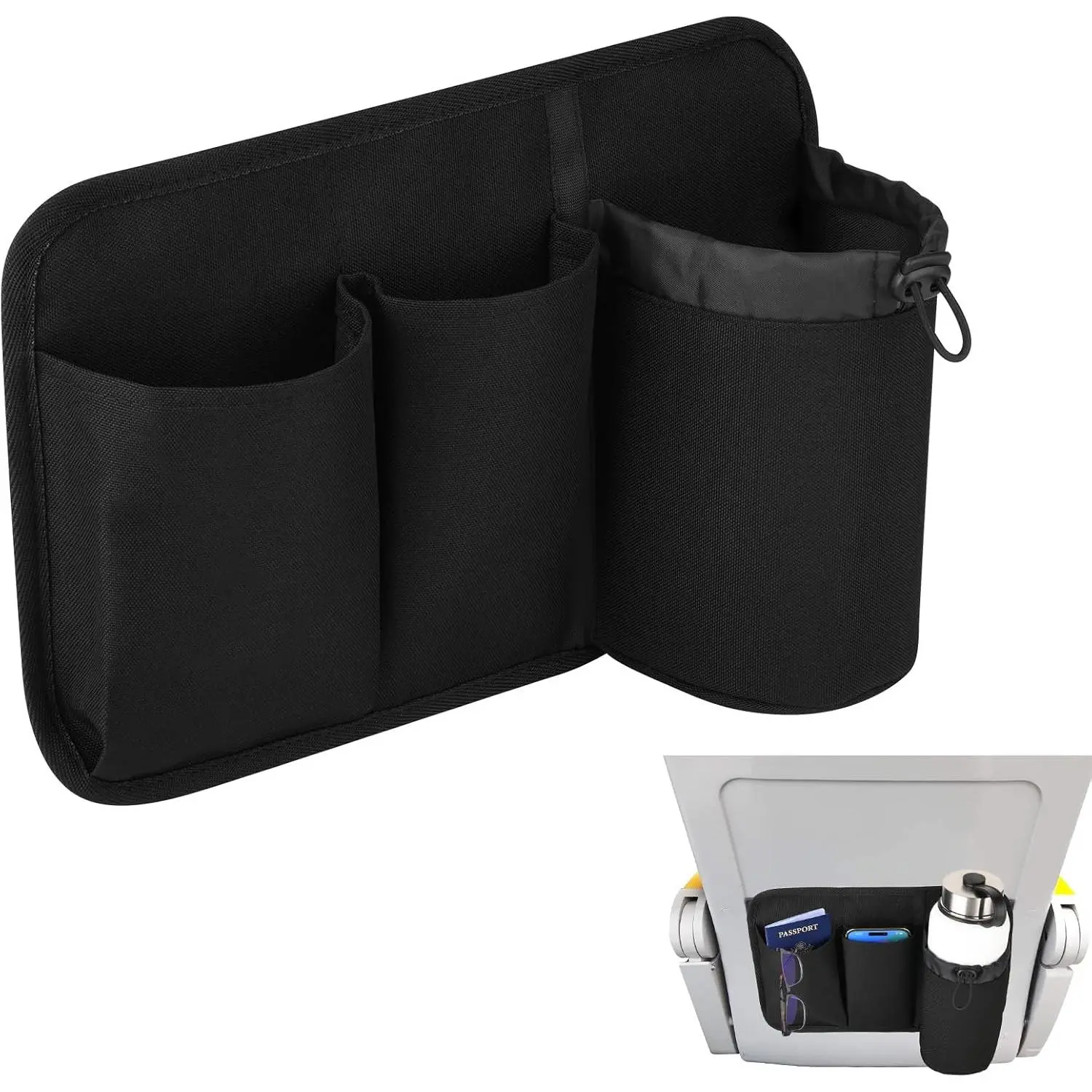 Airplane Seat  Pocket Organizer -  Seat Pocket Stock Storage Bag & Airline Seat Pocket  Holder Pouch for Holding Water Bottle, Phone, Passport & Flight Travel Essentials
