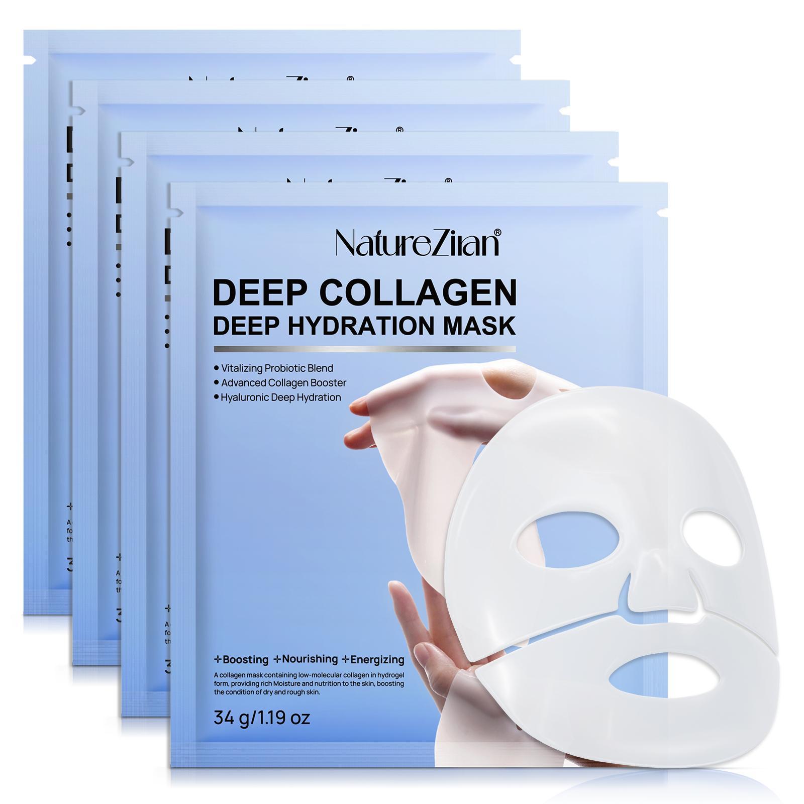 NatureZiran Deep COLLAGEN DEEP HYDRATION MASK 4 Packs, Daily skin care mask, deep moisturising and hydrating, suitable for all skin types