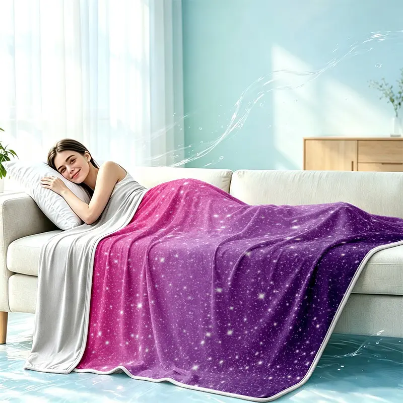 Gradient Dual Layer Blanket, Ultra Soft Cool Breathable Summer Air Conditioning Blanket, Multi-Scene Use Nap Blanket