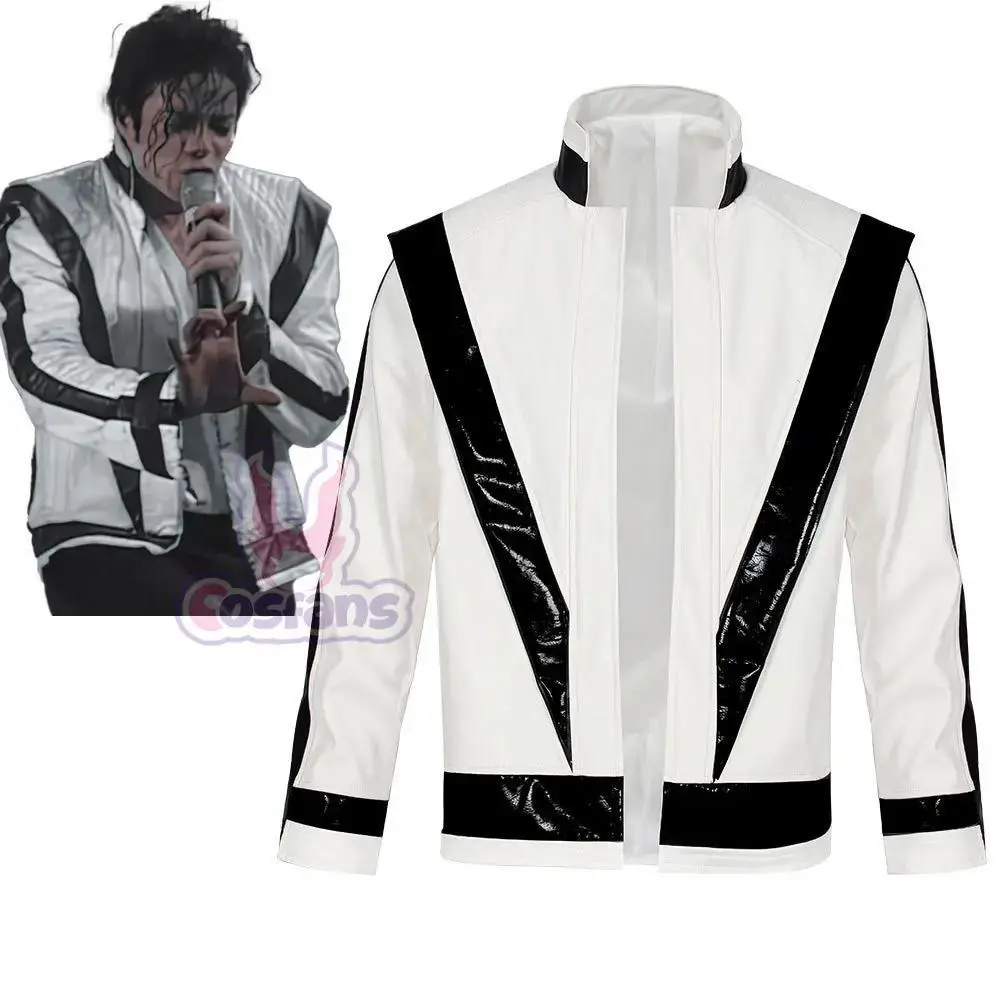 Michael Jackson Costumes Jacket Thriller Night White Leather Outwear Halloween Michael Jackson Cosplay Costumes Thriller Jacket