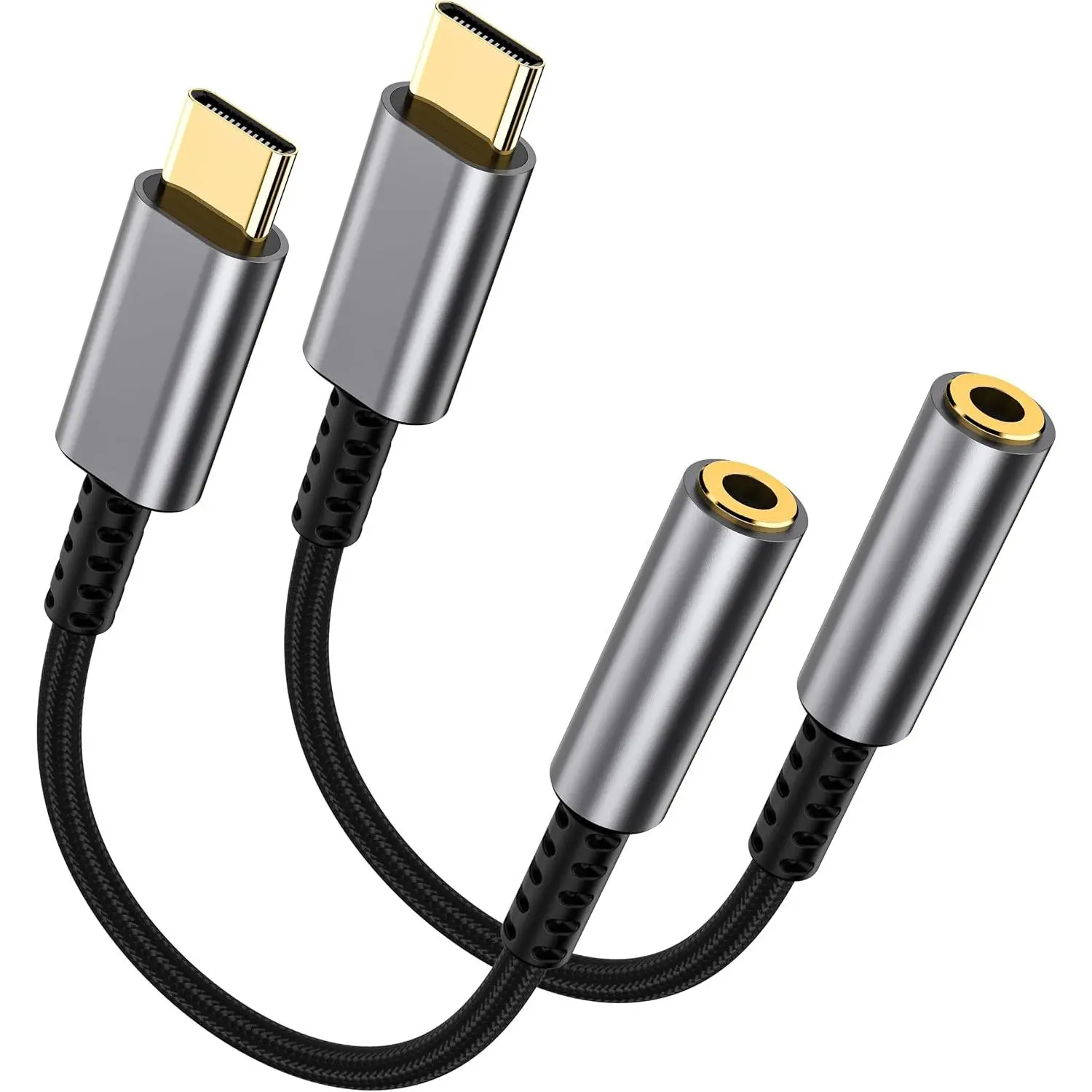 USB C to 3.5mm Audio Jack Adapter, HiFi 2 Pack Type C to Aux Headphone Dongle, Aux to USBC Adapter Compatible with  17/16/15 Pro Max/Plus,  S25/S24/S23/Ultra, iPad, MacBook, Pixel