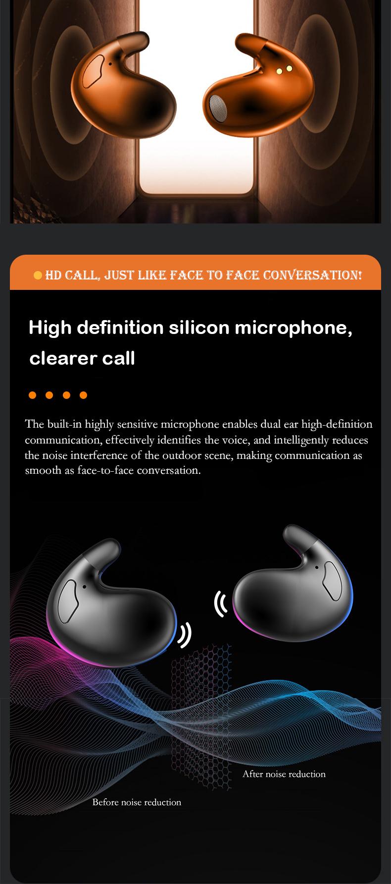 X55 Wireless Earbuds Invisible Sleep Headphones Noise Cancelling Low Latency Gaming Waterproof  Wide Compatibility in-ear esrbuds audio earphone bluetooth-compatible wireless earphone mini sport music video Retractable Dual USB-C Car Charger