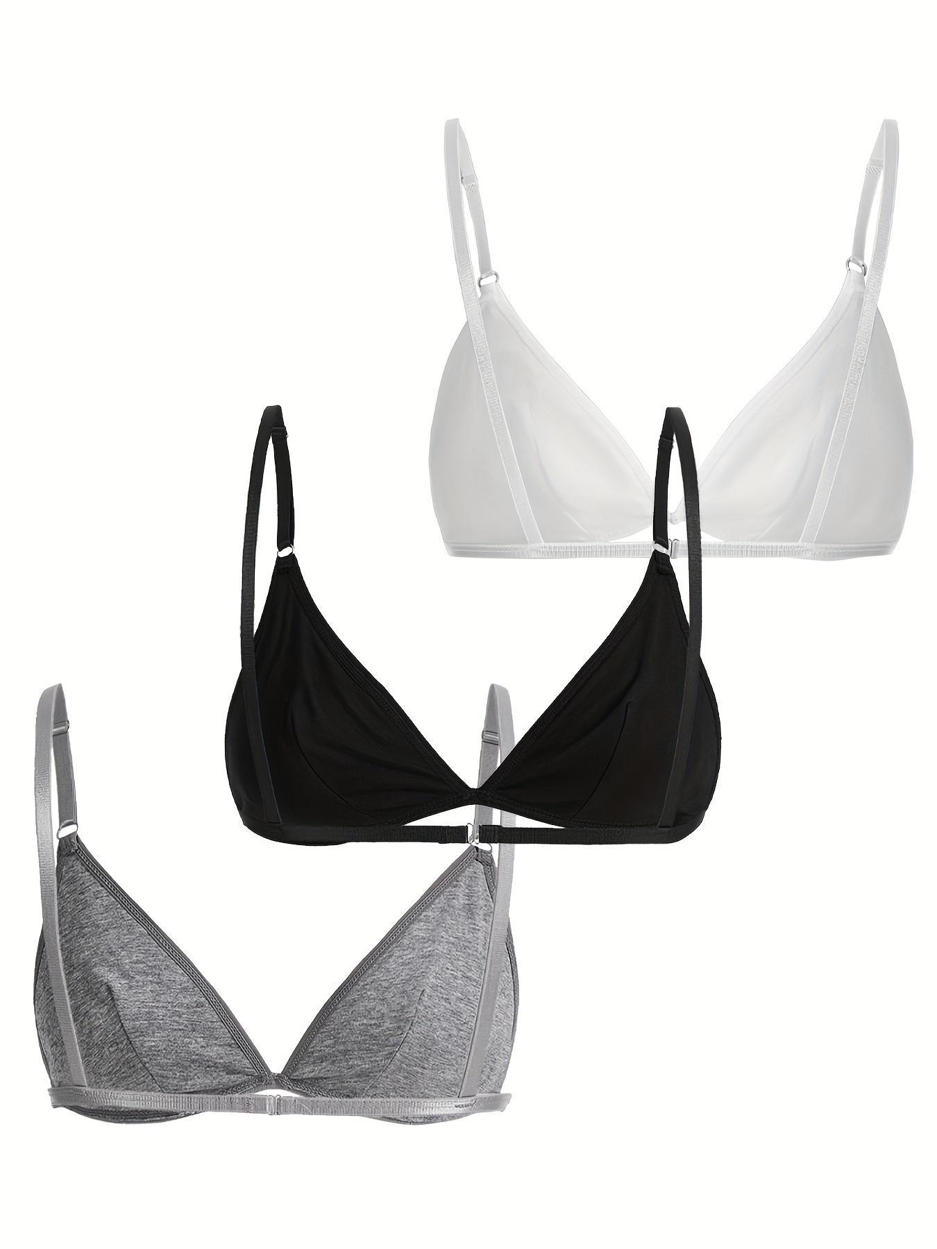 Women's Plain Ribbed Wireless Seamless Triangle Soft Breathable Bra, Adjustable Spaghetti Strap Push Up Fitted Lingerie Top, Soft Comfortable Lingerie for All Seasons