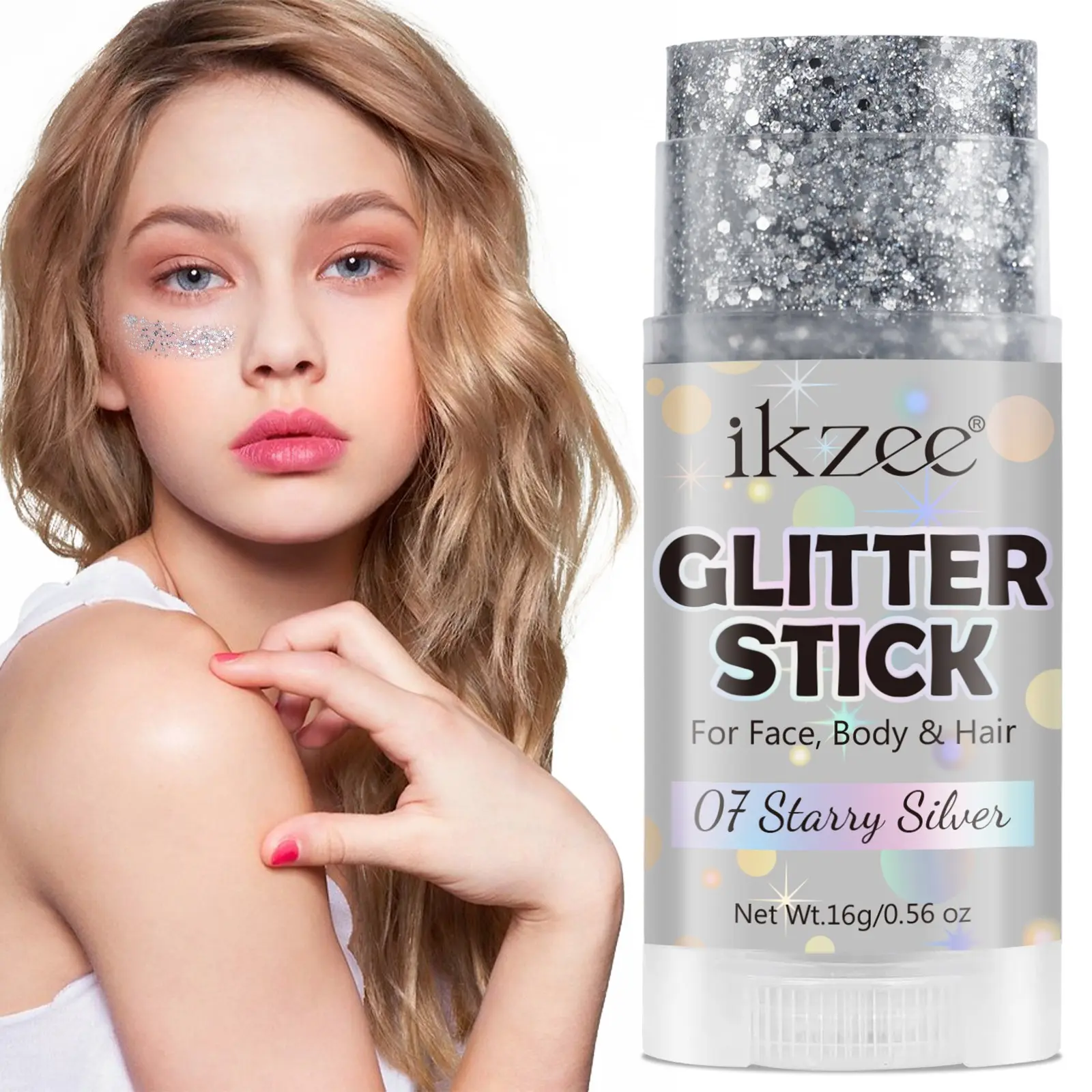 ikzee Glitter Stick: Features multi-dimensional fine glitter and a dewy metallic sheen for stunning photo results. Waterproof and sweat-resistant for long-lasting wear. Perfect for music festivals, parties, cosplay, stage makeup, and photo shoots. Provide