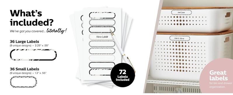 Waterproof Labels for Bottles and Containers-72 Stickers | All-Purpose & Personalizable | Dishwasher, Freezer & Microwave Safe | BPA-Free