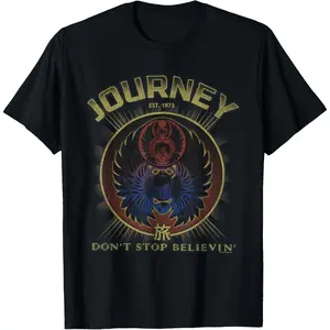 Journey Gold Don't Stop Believin' Scarab Logo Vintage Band T-Shirt