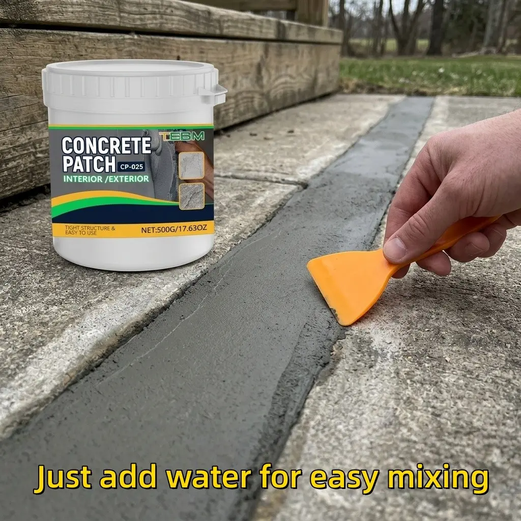 Concrete Repair Mortar with High-Strength Durable Bonding for Outdoor Garage Driveways Slabs and Patio Walkways Crack Repair