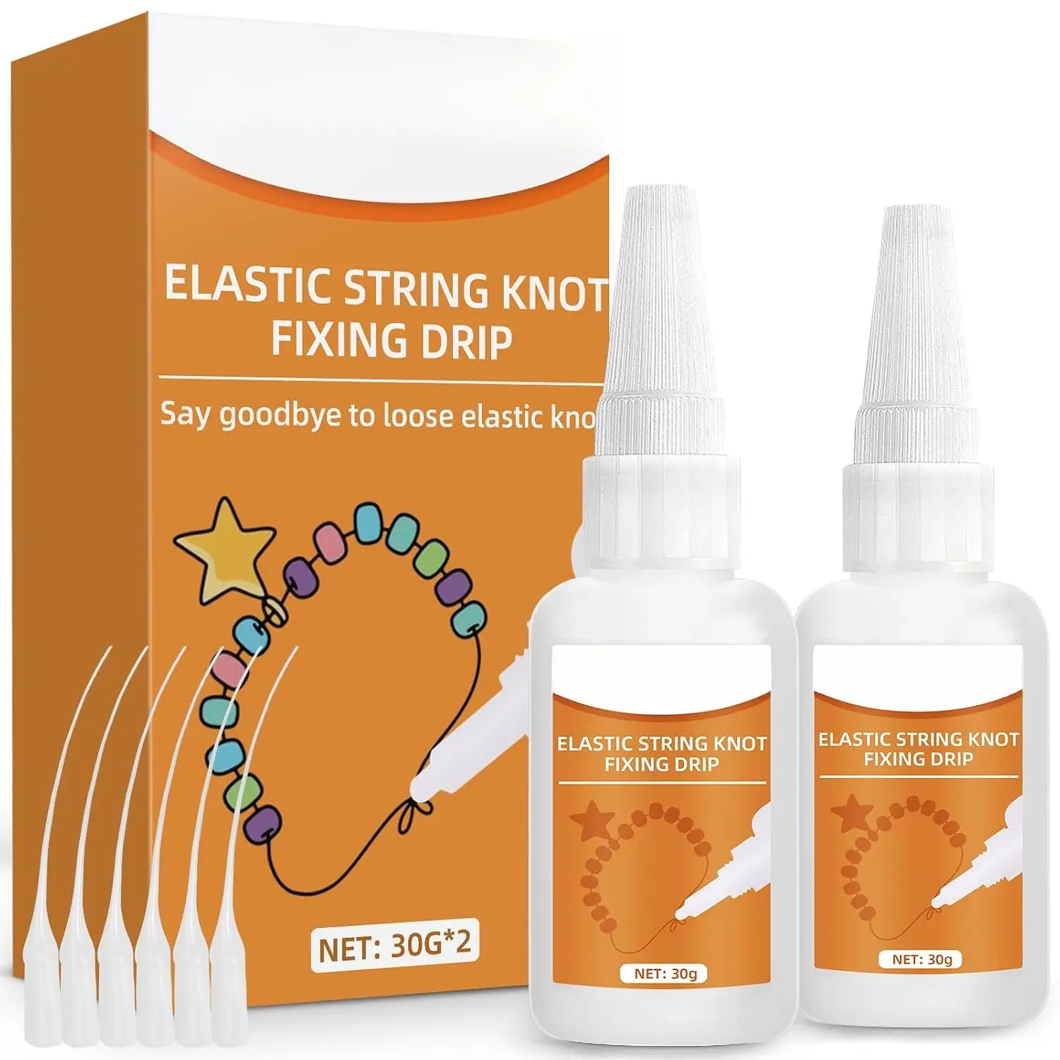 Bracelet Strings Professional Elastic String Knot Fixing Drip, Clear Bracelet Glue for Elastic String, Keep Stretchy Bracelet String Stay Perfectly Tied for Clay Beads,  Making Supplies (30gx2)