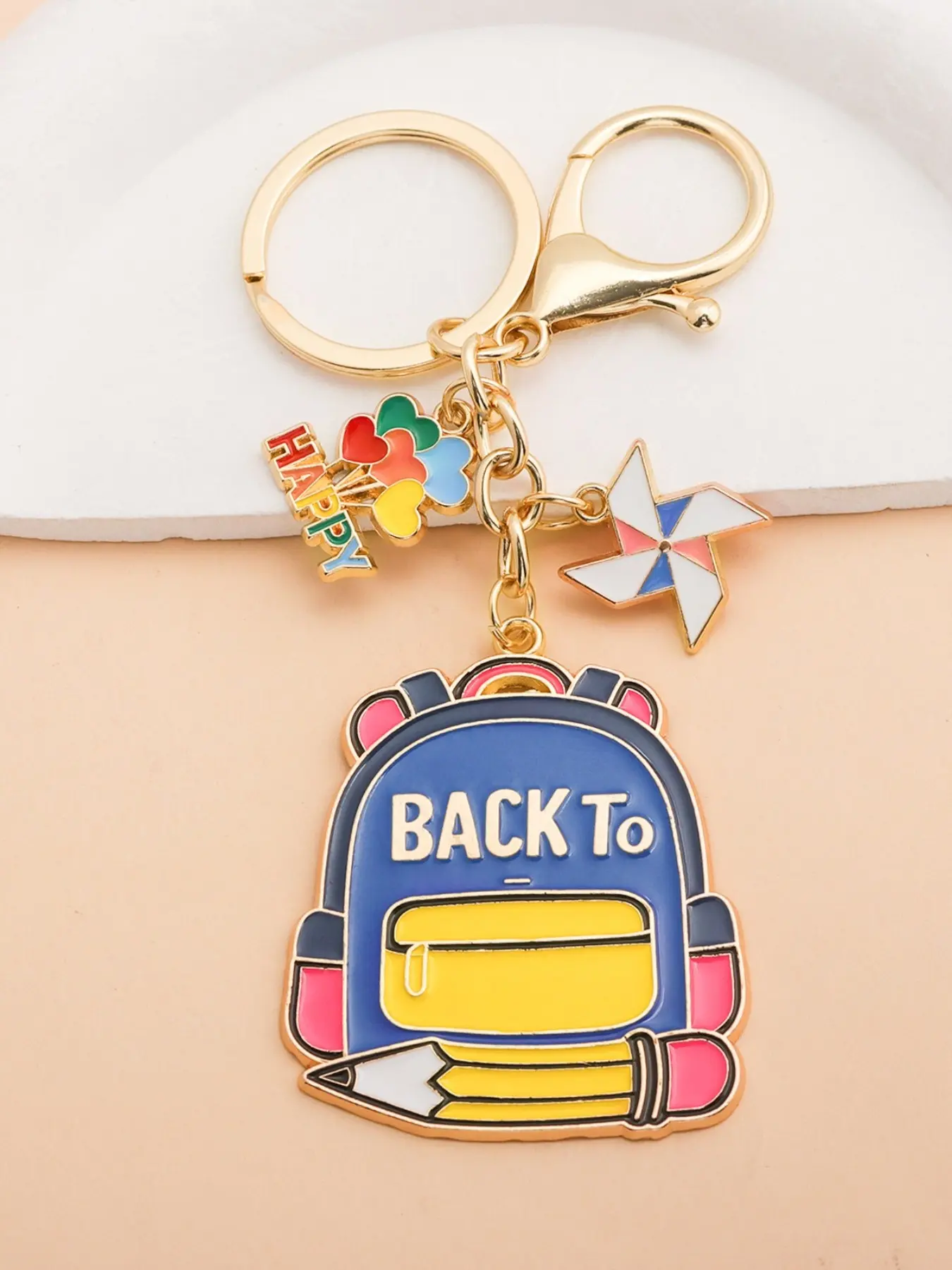 New Back-To-School Keychain, Creative Cartoon Graduation Gift, Book Backpack Pencil Holder, Small Gift for School Season