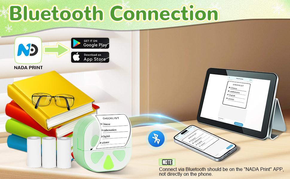 THE WELL KEPT Sticker Printer, Print Pods Mini Printer, Bluetooth Thermal Sticker Maker Machine with 3 Rolls Paper, Print Pod Mini Printers for iPhone, Impresora Portátil for Study Note, Journal, DIY, Kids Gift