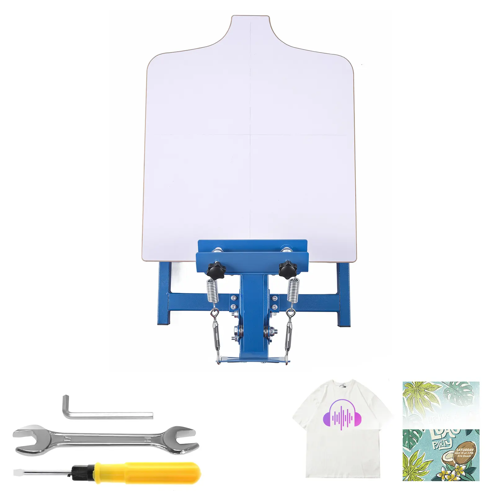 1-Color 1-Station Silk Screen Printing Machine for T-Shirt Printing, Carbon Steel Powder-Coated Press with 21.3x17.7 inches Platen, Adjustable Tension Hand Tool for DIY Users, Home & Commercial Use
