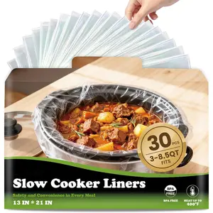 Slow Cooker Liners, 30 count 13" x 21" Large Size Cooking Bags Fits 3-8 Quart Pots, Disposable Cooking Trays Suitable for Oval & Round & Retangular Pot