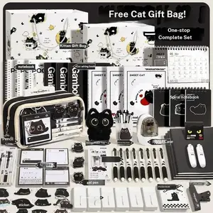 33 Pcs 13-Layer Kawaii Cat Pencil Case, Cute Little Cat Stationery Set, Multi-Layer Design with Stickers, Keychain & Brooch, Pencil Bag, Office Supplies