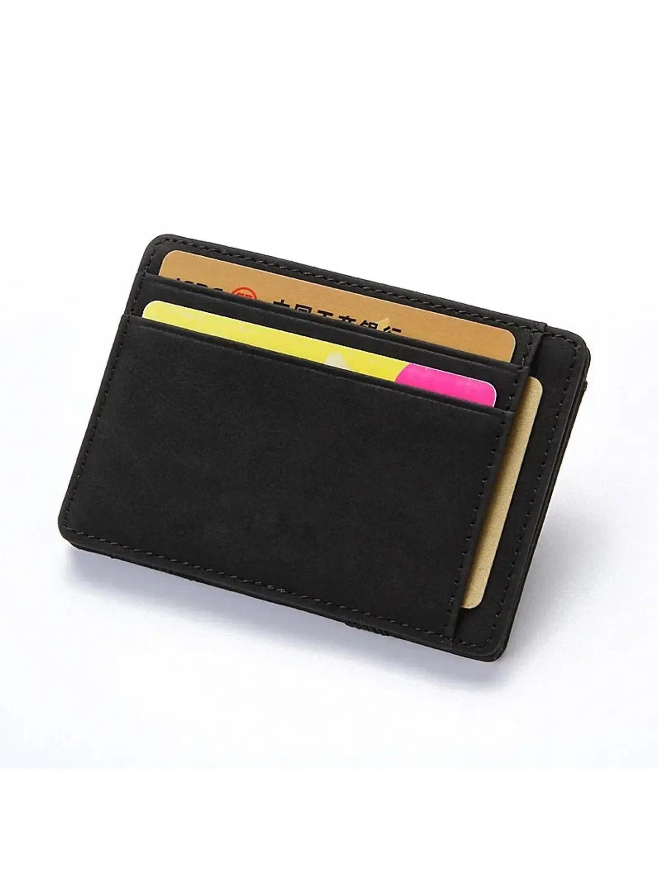 Men's Credit Card Holder PU Leather Slim Magic Wallet, Bifold Male Zipper Coin Pouch, Money Clip, Minimalist Wallet, Credit Card Organizer, Casual, Boyfriend's Gift