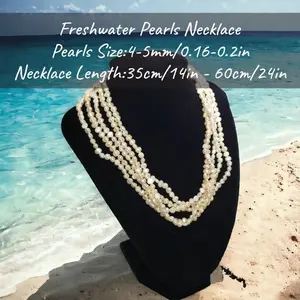 Five-layer White Baroque Necklace, a Perfect Gift for Her or Him, Suitable for Daily Wear, Parties, Birthdays, Anniversaries, Weddings, Valentine's Day, and Mother's Day. Handcrafted Freshwater May Vary in Shape and Color, with Patterns and Colors