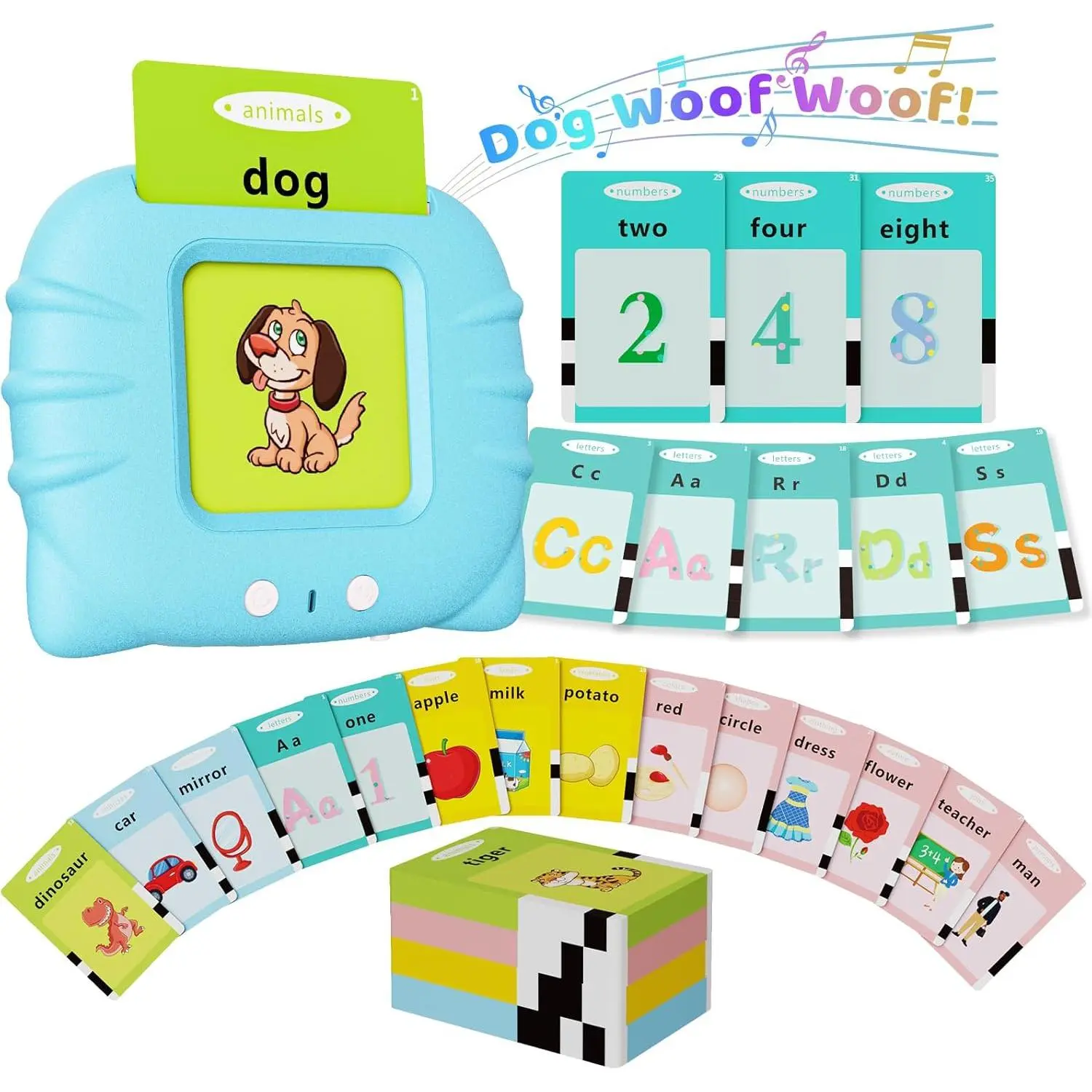 Talking Flash Cards for Toddlers 1-3, Upgraded Set with 248 Sight Words, Montessori Speech Therapy Toy, Autism Sensory Educational Learning Toy, Blue Birthday Gift for Boys & Girls, Speech Therapy Toys