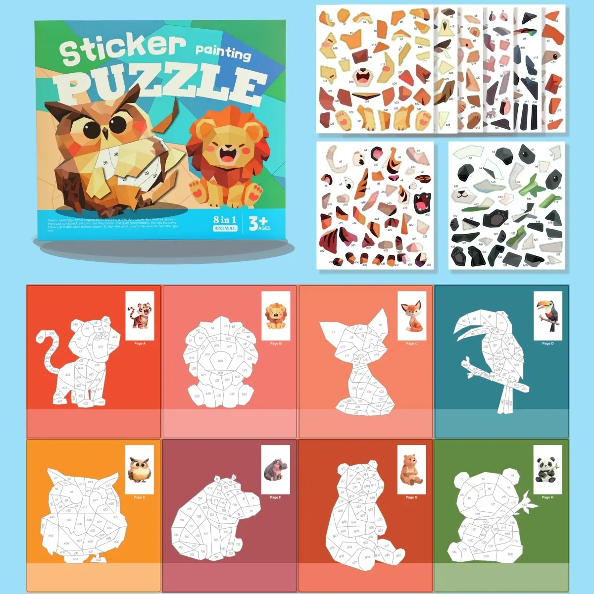 3D Sticker Craft Kit, DIY Animal Puzzle Game, Steam Sensory Activity, Focus Training, Room Decor, Gift for Kids Aged 3+