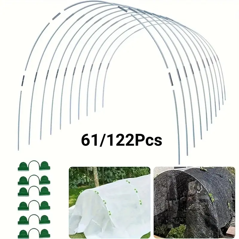 122/61Pcs DIY Arch Canopy Bracket Set, Greenhouse Ring, Garden Arch Canopy Bracket, Rust Proof Fiberglass Support Ring Frame, Suitable for Home Gardening and Agricultural Planting