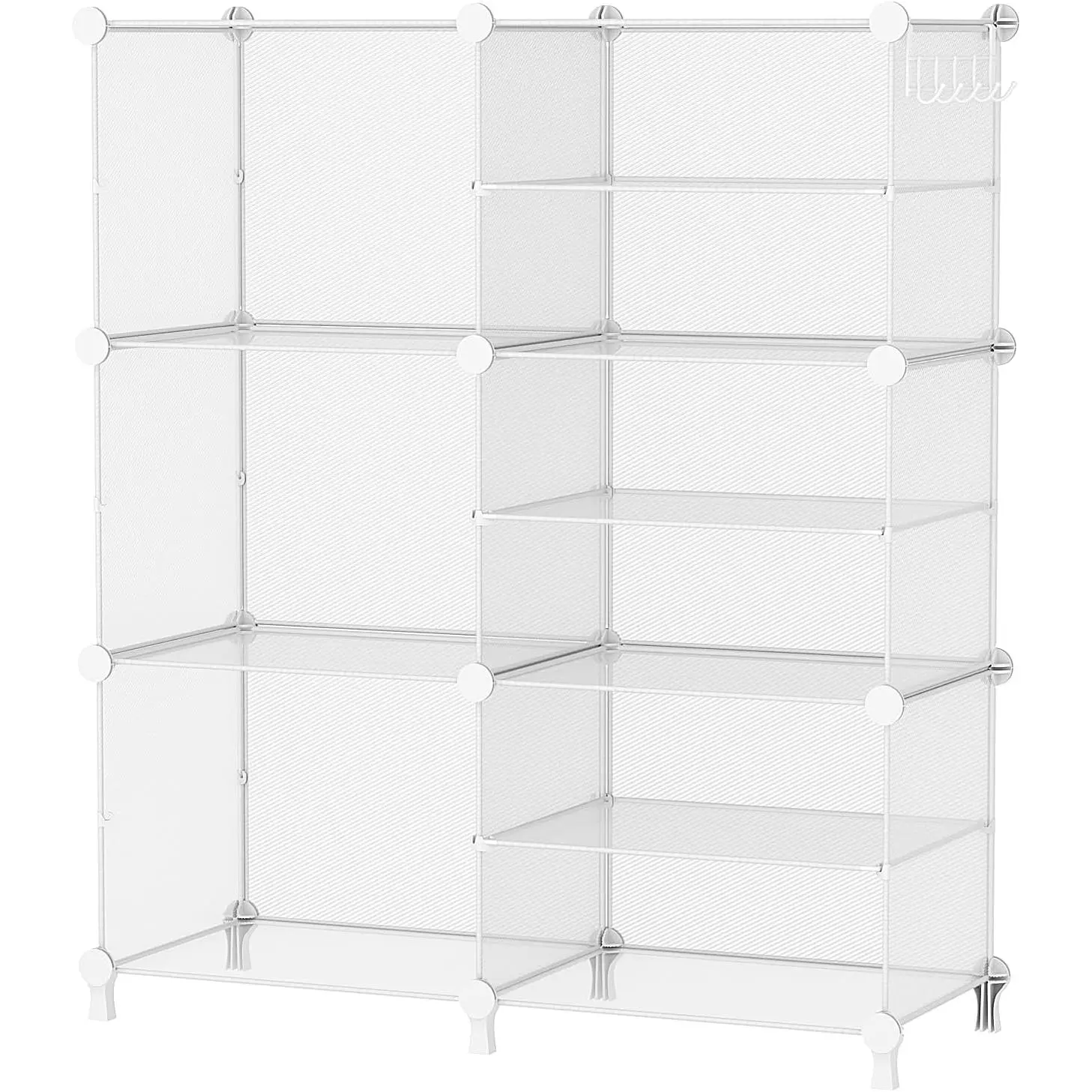 Closet Organizer 6 Cube Storage Shelves Portable Closet Clothes Organizers and Storage Stackable Cubby Shelving for Closet Bedroom Living Room Office, Transparent Twill