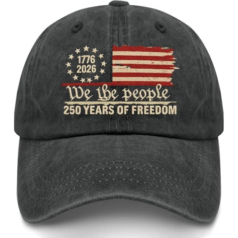 1pc Retro Washed Printted U.S. 250th Anniversary 250 Years Freedoms 1776-2026 Baseball Hats,suitable for Daily Wear Parties