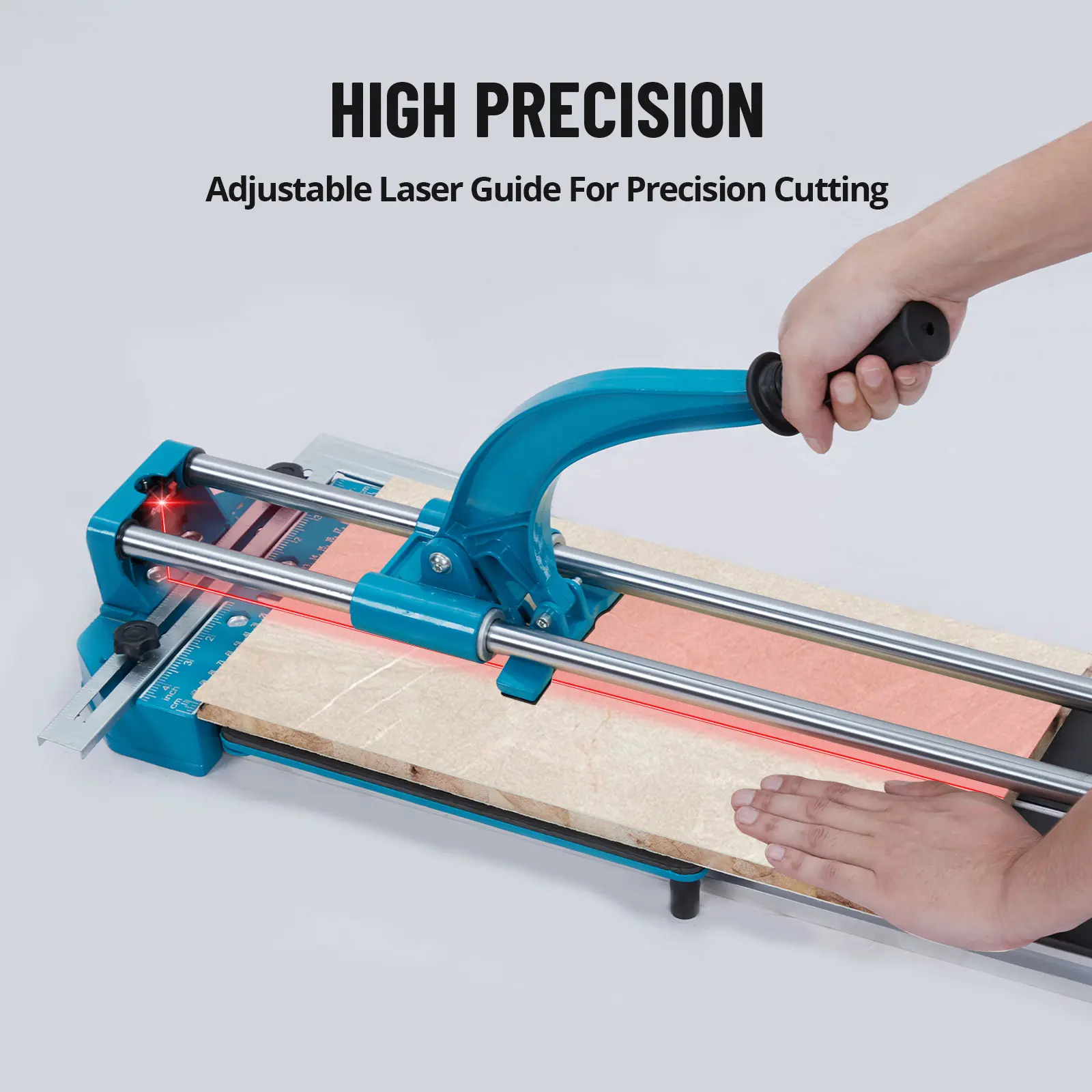 Manual Tile Cutter with Tungsten Carbide Wheel – Heavy Duty Dual Rail, Aluminum Alloy Frame, Laser Guide, Anti-Skid Feet, Smooth Precision for Floor & Wall Tiles, 24"/48"