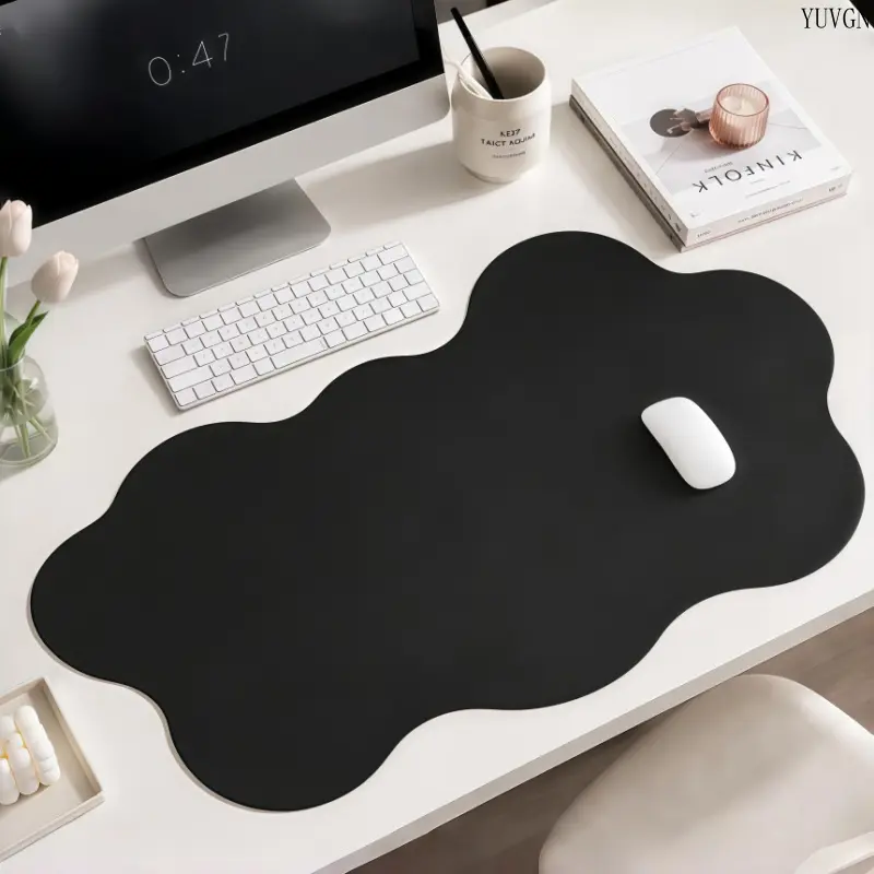 Cloud-Shaped Desk Mat - Irregular Wavy Edge Large Mouse Pad, Minimalist Solid Color Desktop Protector, Non-Slip Keyboard Mat, Stylish Office Accessories for Home Office & Gaming Setup