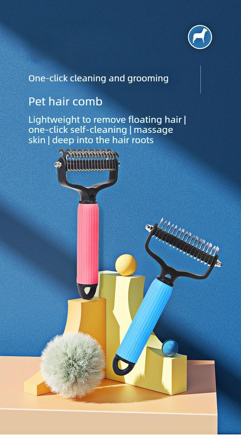 Pet Grooming Tool, Universal Detangling Comb for Dogs, Stainless Steel Double-Sided Design, Effective Shedding Removal & Matted Hair Tamer, Practical Daily Dog Coat Maintenance Supplies.