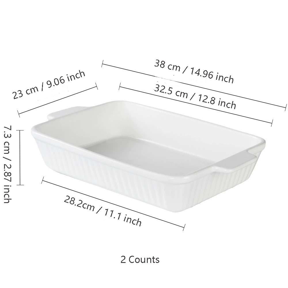 Ceramic Baking Pan with Handle, 4 Counts Rectangular Baking Pan, Microwave & Oven Safe Baking Tray, Kitchen Baking Utensils, Baking Dish Set