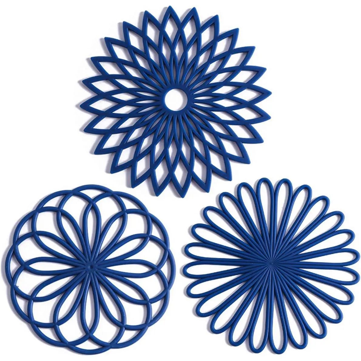 Set of 3  Trivet Mat - Hot Pot Holder Hot Pads for Table & Countertop - Trivet for Hot Dishes - Non-Slip & Heat Resistant Modern Kitchen Hot Pads for Pots & Pans, Navy Blue