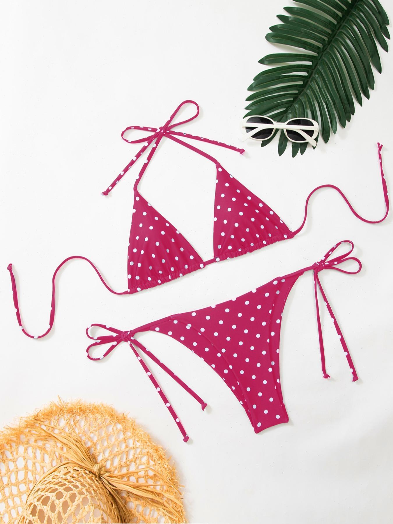 Women's Polka Dot Print Bikini Set, Casual Fashion Chic Swimsuit Set, Ladies Swimwear for Beach Holiday Vacation, Swimsuit Style Bikini, Bikini Outfits, Swimsuits Bikinis, Summer Bikini