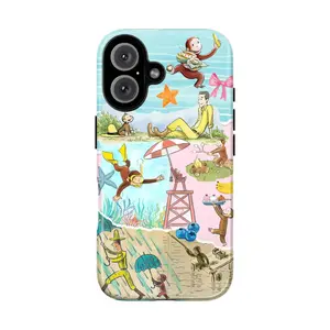 Curious Monkey Funny Jungle Animal Two-In-One Phone Case Durable And Trendy Protection For iPhone17 16, 15, 14, 13, 12 Plus, Pro, Max, and Samsung S26-22 Perfect Birthday Gift for Friends