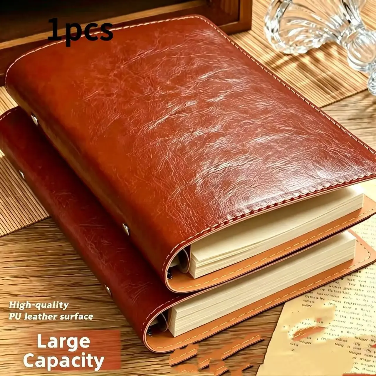 120 Sheets A5 A6 Leather Refillable Binder Notebook, Loose Leaf Journal with Metal Rings, Lined Notebook for Office Study Planning, Note Taking Diary Travel MemoBook, Backto School Supplies, Studying Essentials, Stationery Office Supplies